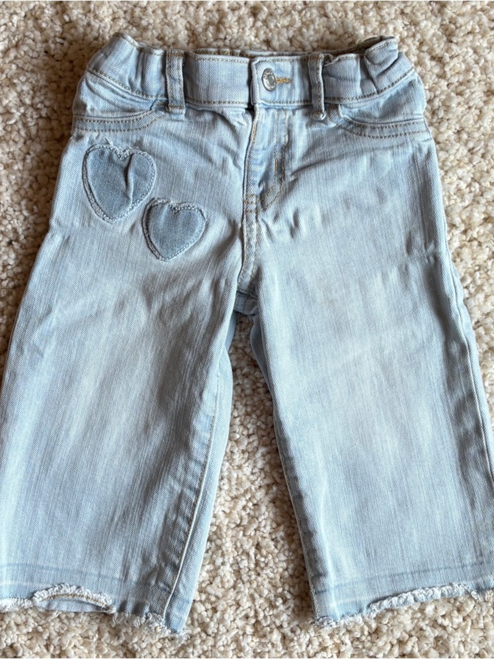OshKosh B'gosh Toddler Girls Heart Pocket Wide Leg Jeans 12M Light Wash Denim
